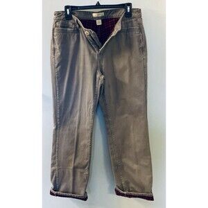 Natural Reflections Flannel Lined  Womens Grey Twill Pants - 10